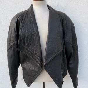Vintage 80’s Black Leather Cropped Jacket